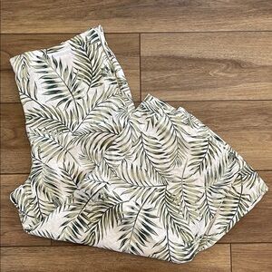 Tahari Tropical Leaf Wide Leg Linen Pants